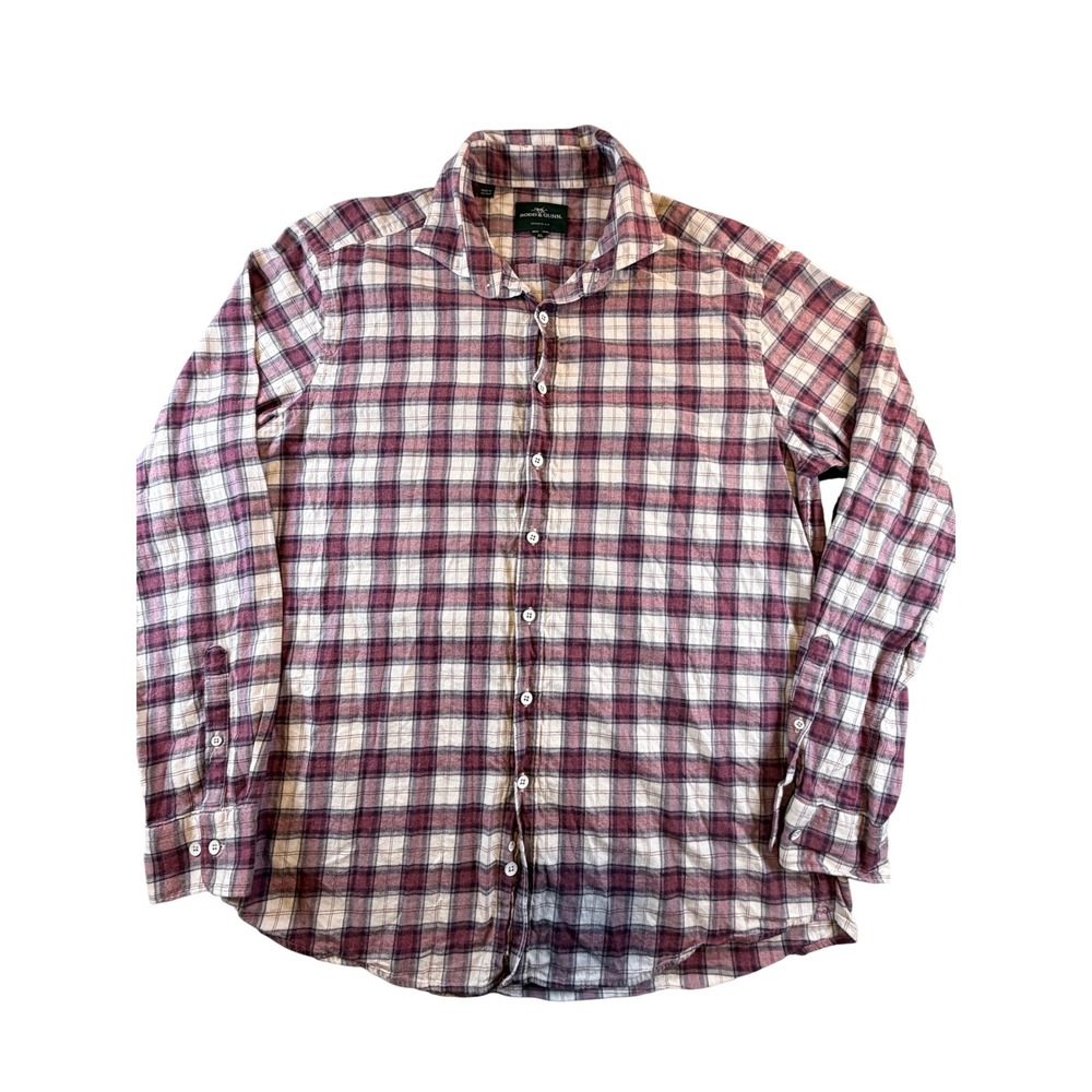 Rodd & Gunn Mens XL Sports Fit Plaid Button Down Shirt Burgundy Cream LS